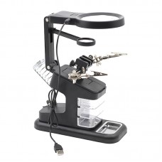 Desktop Multifunctional Chip Welding Repair Inspection Magnifying Glass with LED Light(Black)