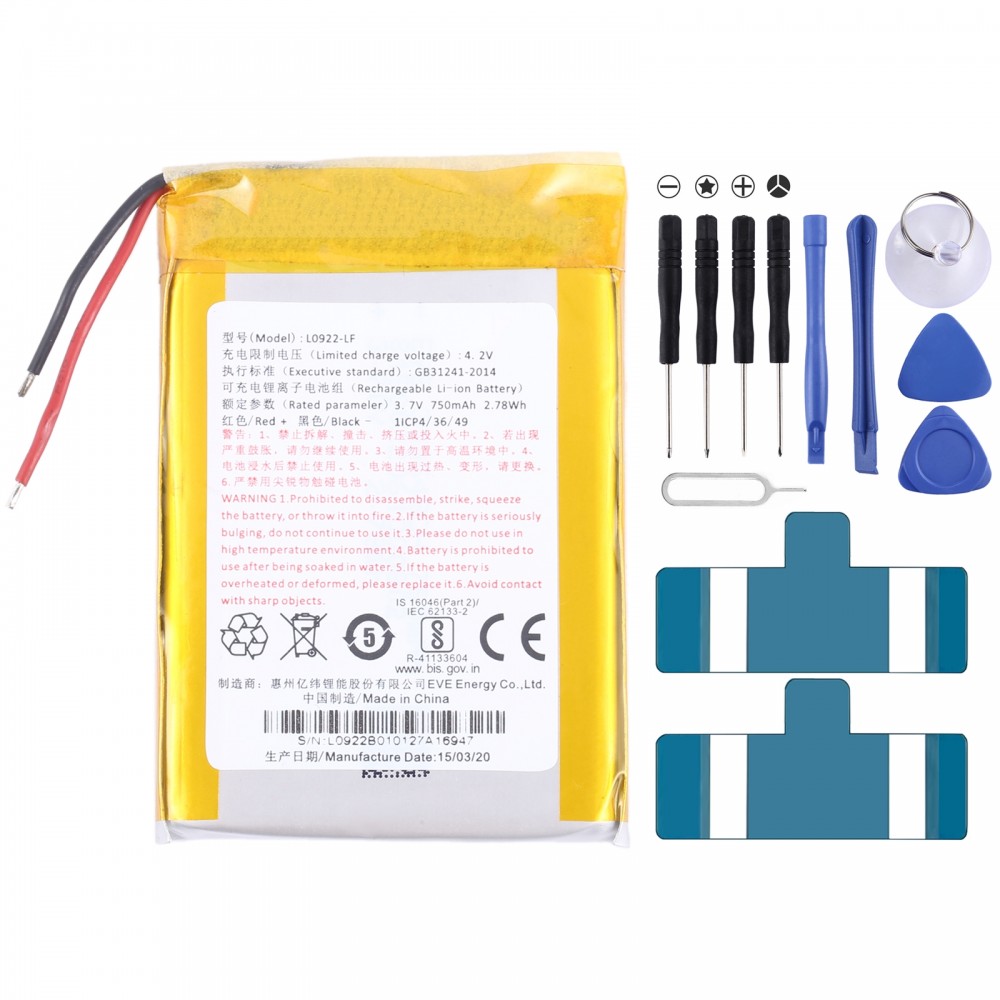 Reemplazo de batería para Amazfit EVE L0922-LF 750mAh