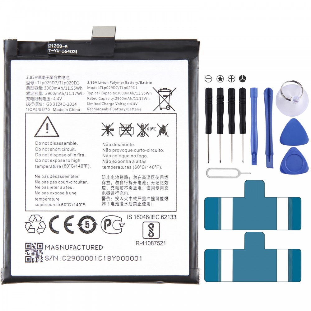 アルカテル 3 / 5 / TCL v760 / y660 2900mAh バッテリー交換用 tlp029d7