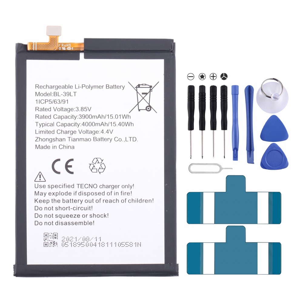 Per Tecno Camon 12 / Camon 12 Sostituzione della batteria ad aria BL-39LT 4000mAh