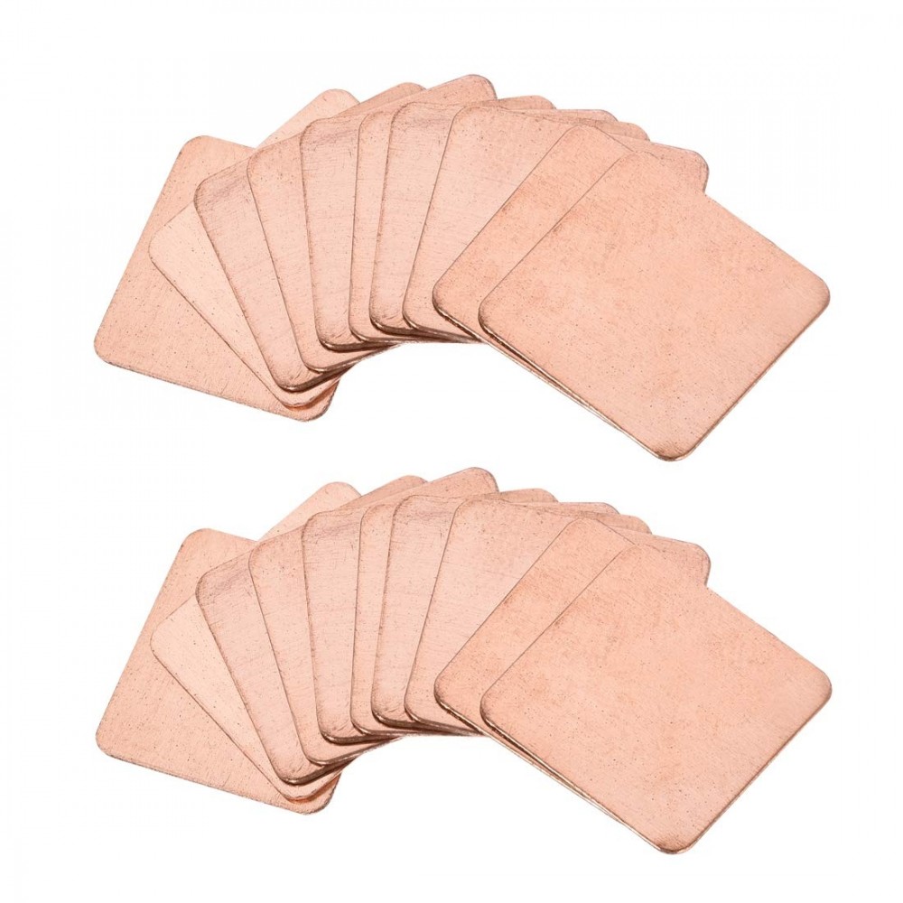 20pcs Laptop Cooling Copper Heat Sink Thermal Conductive Tabs Cell Phone Computer Graphics Card Heat Sinks 15x15x2.0mm