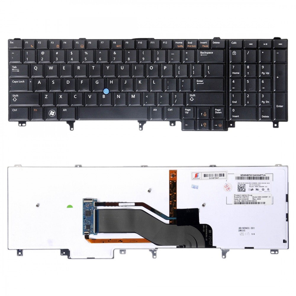 Tastiera versione USA con retroilluminazione e puntamento per Dell Latitude E6520 E6530 E6540