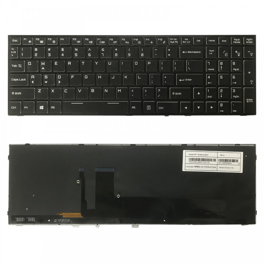 Tangentbord i USA-version med bakgrundsbelysning för Hasee G10 Z8 Z7M Z7-CT5NA7NA7GS KPZGZ GX9 911PLUS CN95S01