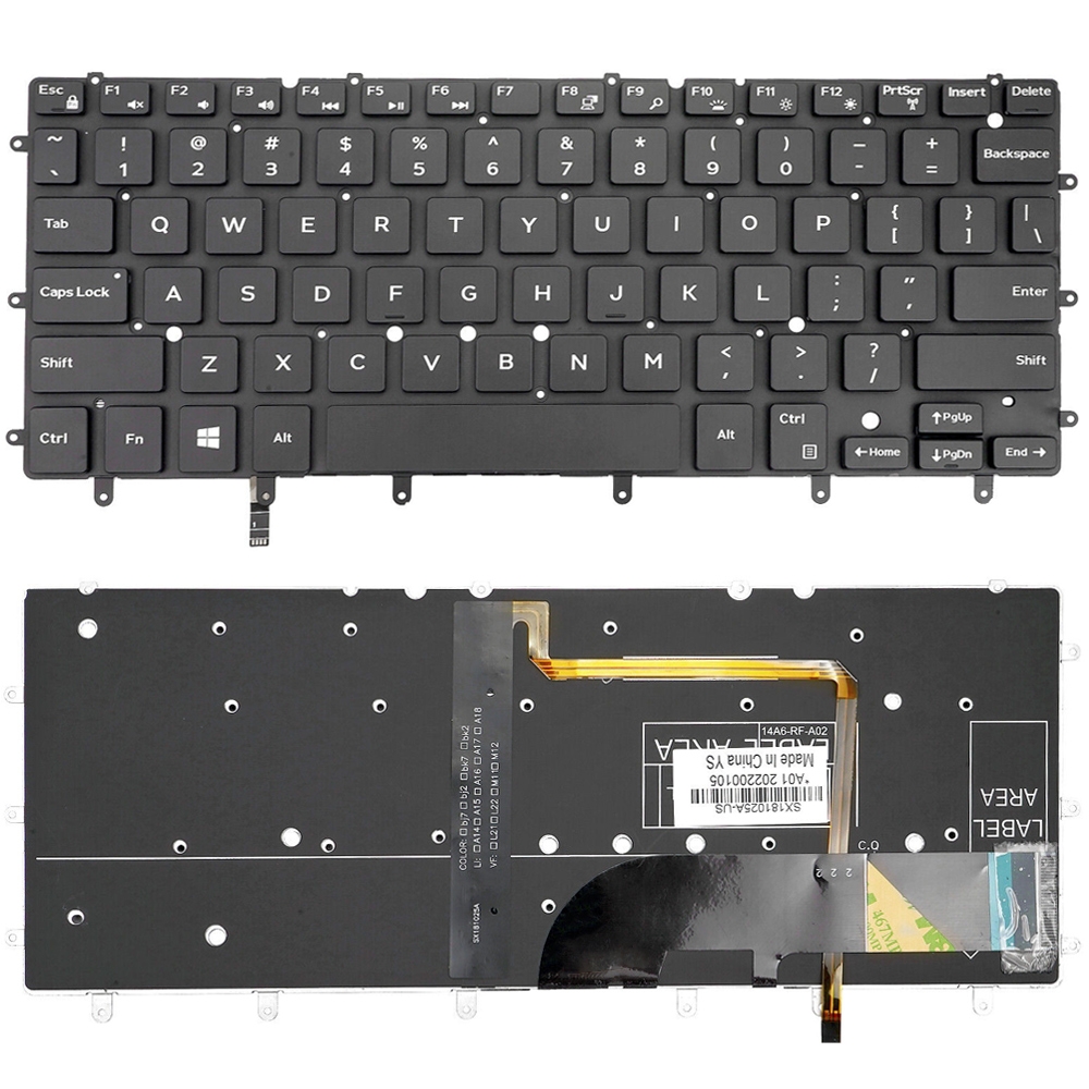 Pro Dell XPS 13 9343 13 9350 9360 Americká verze Podsvícená klávesnice notebooku (černá)