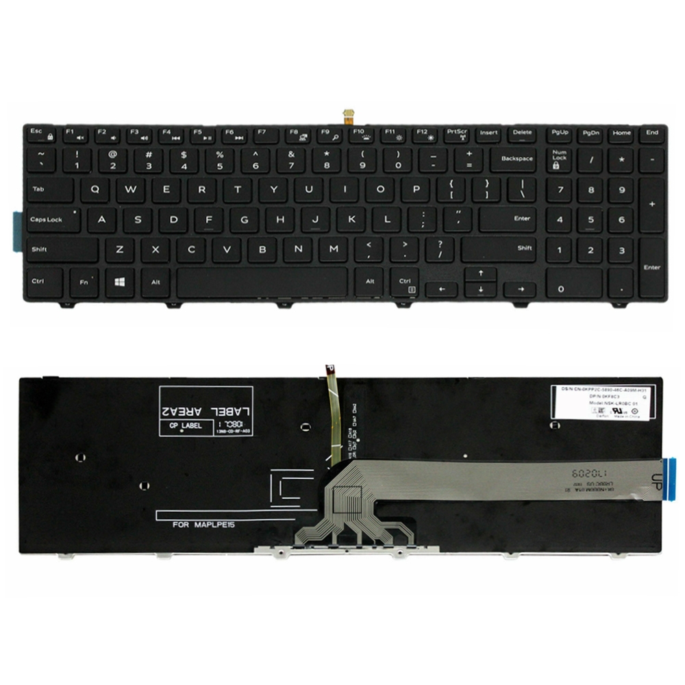 Tastiera portatile retroilluminata per Dell 15-9550/15-3000/15-5542(Parola bianca)