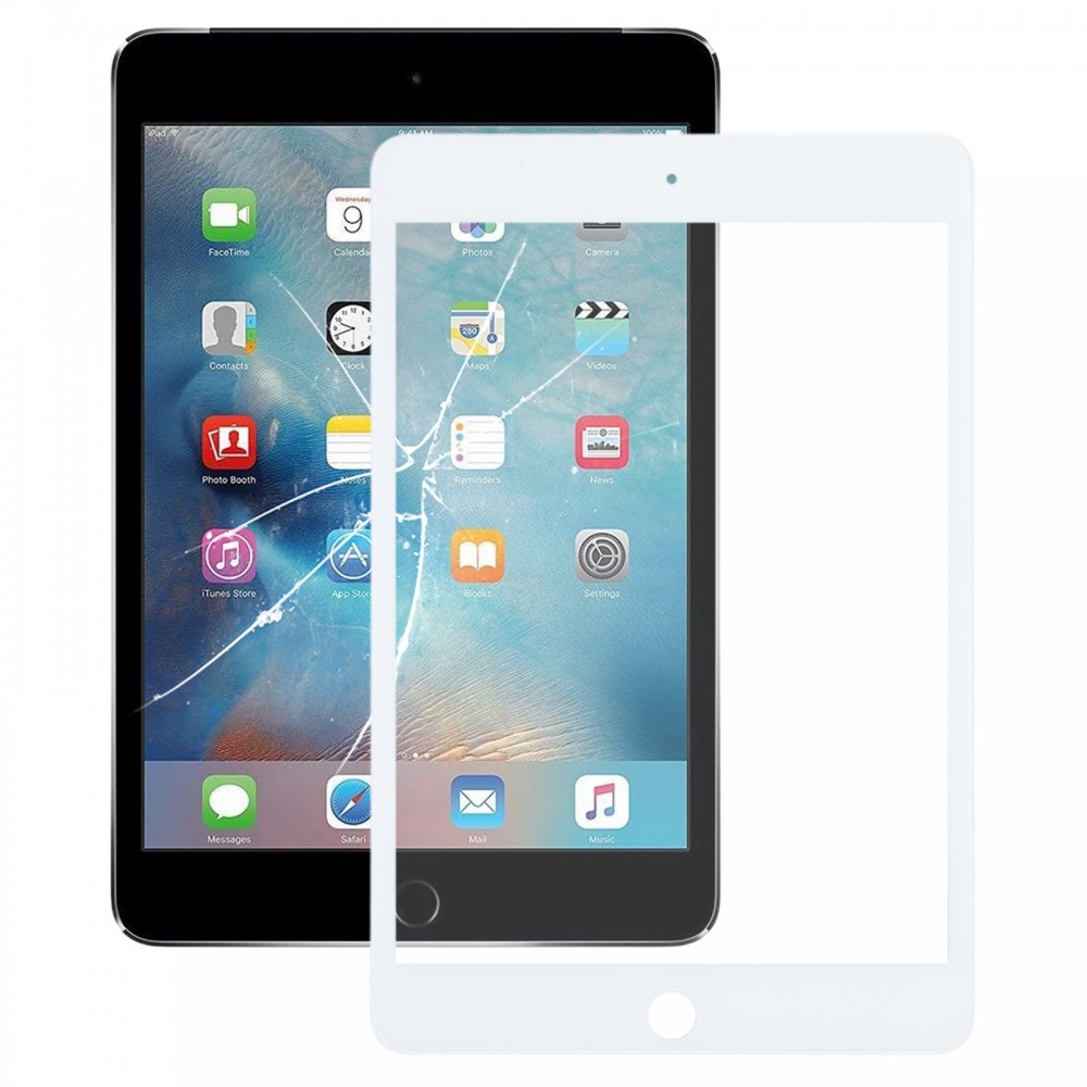 iPad mini 4 フロントスクリーン外側ガラスレンズ OCA 光学的に透明な接着剤付き (ホワイト)