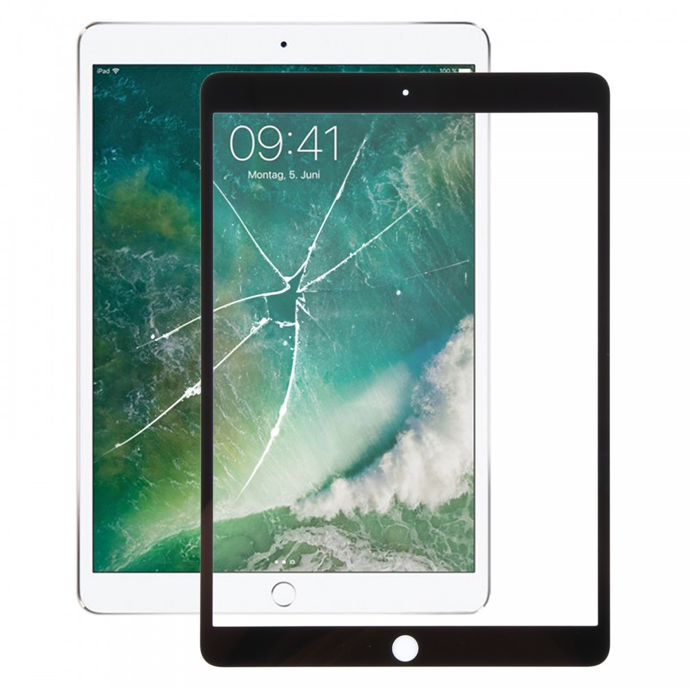 För iPad Pro 10.5 Framskärm yttre glaslins med OCA optiskt genomskinligt lim (svart)