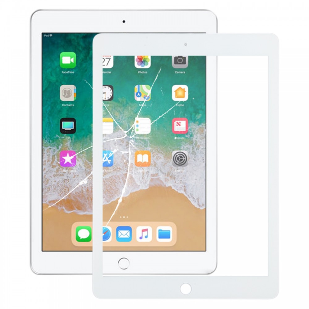 Для iPad 9.7 Внешняя стеклянная линза переднего экрана с оптически прозрачным клеем OCA (белая)