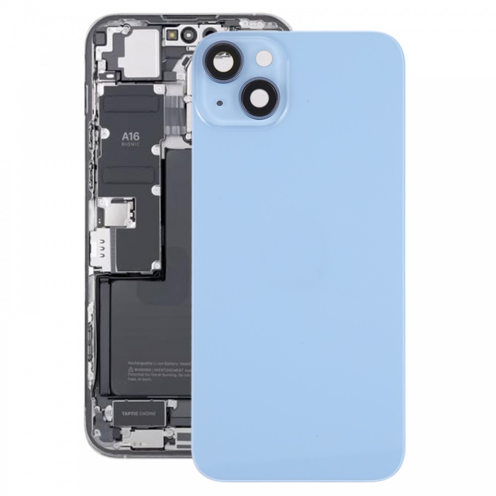Skleněný zadní kryt baterie s držákem pro iPhone 14 Plus (modrý)