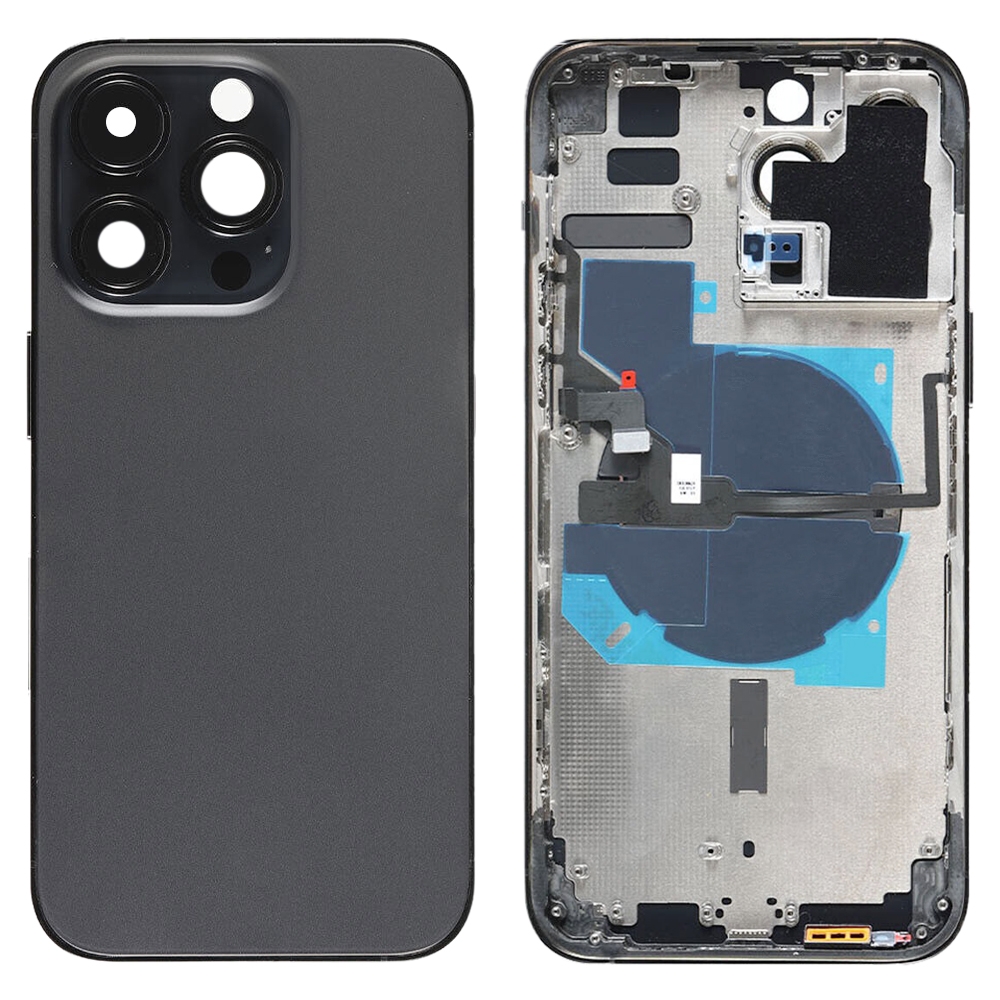 Pour iPhone 14 Pro Max Couvercle arrière de la batterie avec câble flexible d'alimentation + volume + module de chargement sans fil, version: version chinoise (noir)