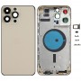 iPhone 14 Pro Max用バッテリーバックカバー、サイドキー&カードトレイ付き、バージョン:USバージョン(ゴールド)
