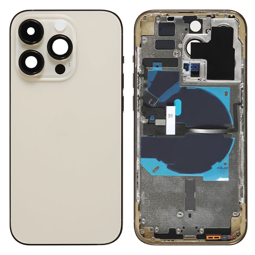 For iPhone 14 Pro Battery Back Cover with Power + Volume Flex Cable + Wireless Charging Module, Version:China Version(Gold)