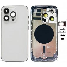 Задняя крышка аккумуляторного отсека для iPhone 14 Pro с боковыми клавишами и лотком для карт, версия: версия для США (серебристая)