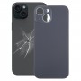 Per iPhone 15 Copribatteria posteriore in vetro con foro grande per fotocamera di facile sostituzione (nero)