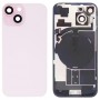 Для iPhone 15 Стеклянная задняя крышка аккумулятора с кронштейном для вспышки + модуль беспроводной зарядки (розовый)