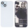 Pro iPhone 15 Skleněný zadní kryt baterie s držákem blesku + bezdrátový nabíjecí modul (modrý)
