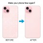 Per iPhone 15 Plus, facile sostituzione del coperchio della batteria posteriore in vetro con foro grande per fotocamera (rosa)