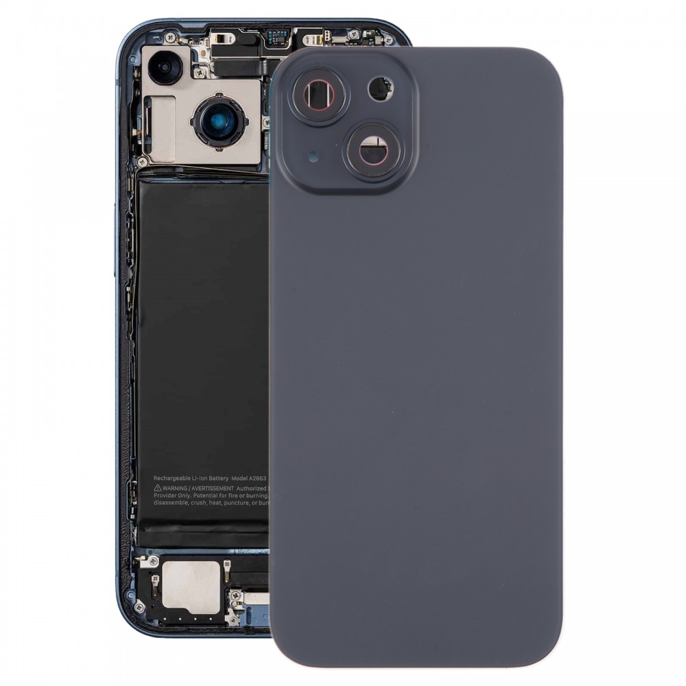 Задня кришка батареї для iPhone 15 Plus із кришкою об’єктива камери + магніт MagSafe (чорний)