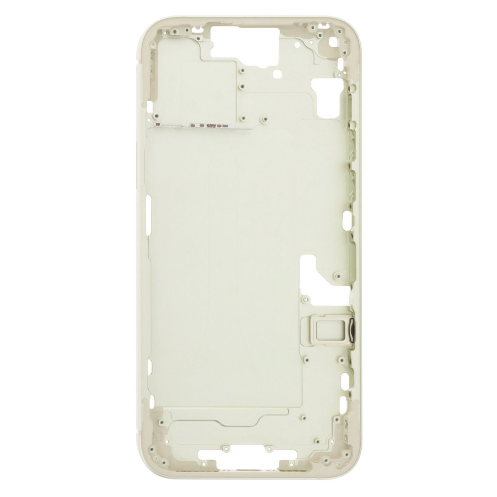 Pour iPhone 15 Plus, plaque de lunette du cadre central avec touches latérales + plateau pour cartes, version : version chinoise (jaune)