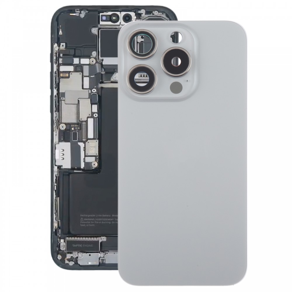 Pro iPhone 15 Pro Max Glass zadní kryt baterie s krytem objektivu fotoaparátu (šedý)