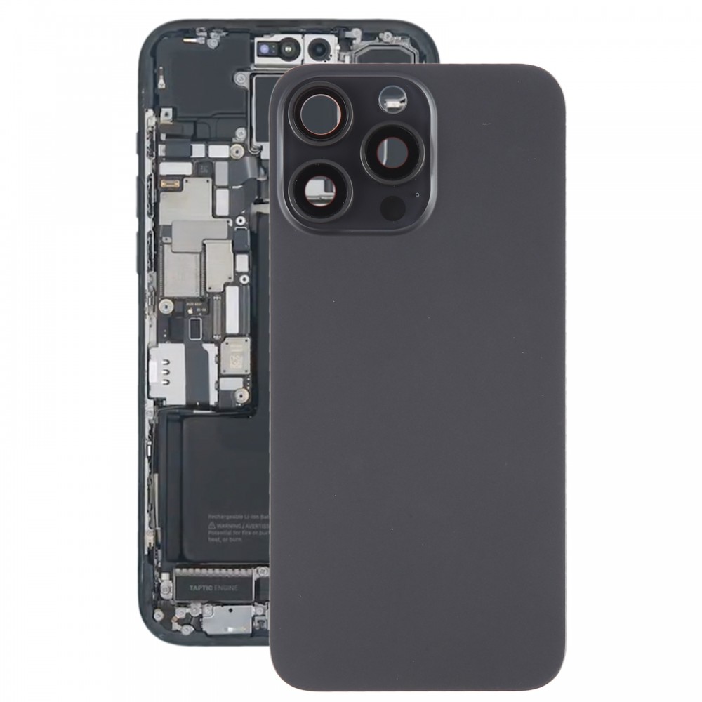 עבור iPhone 15 Pro Max כיסוי אחורי לסוללה עם כיסוי עדשת מצלמה + מגנט MagSafe (שחור)