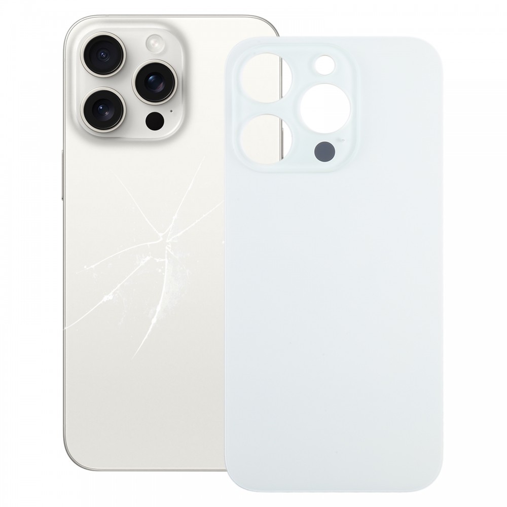 Dla iPhone 15 Pro Łatwa wymiana Duży otwór aparatu Szklana tylna pokrywa baterii (biała)