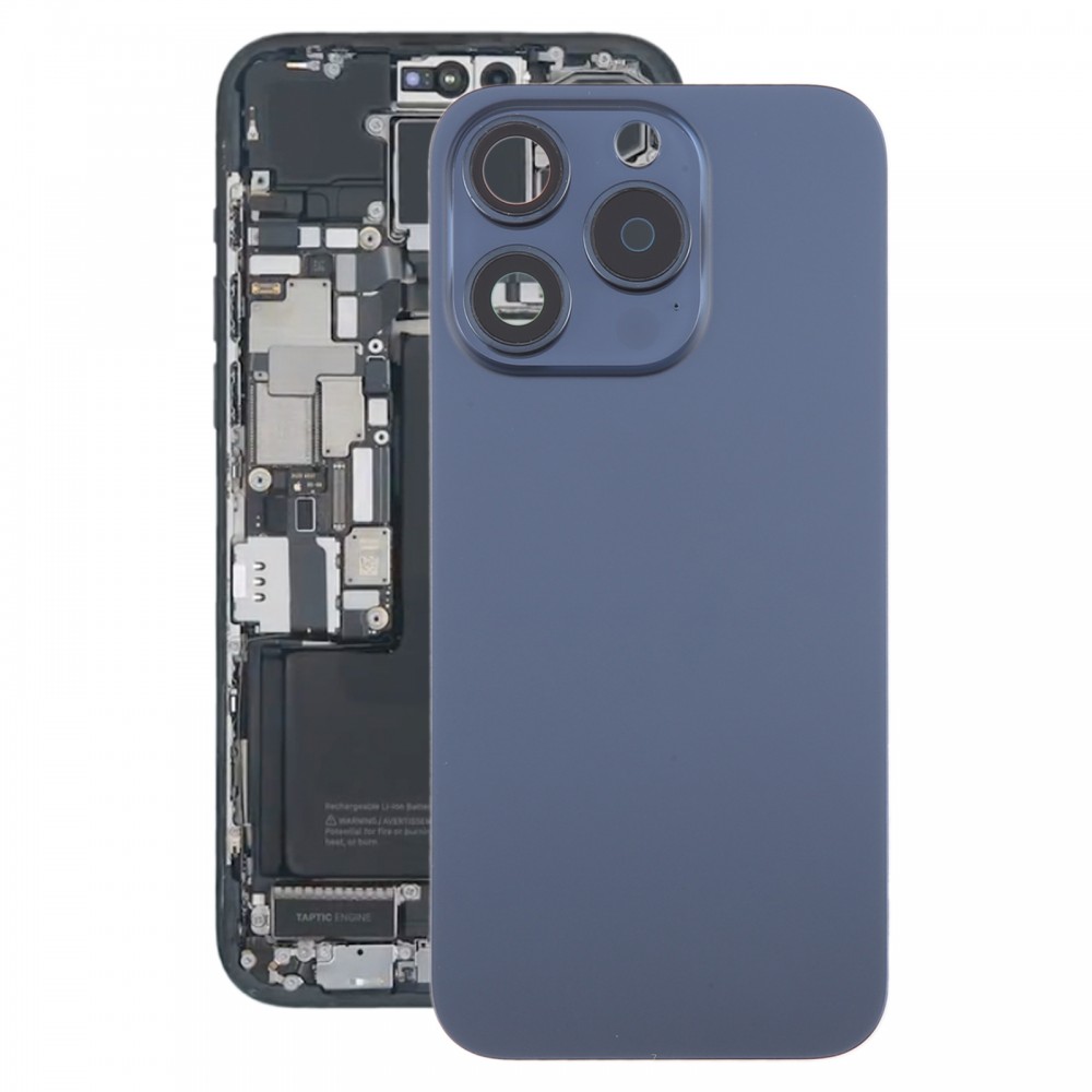 Задняя крышка аккумулятора для iPhone 15 Pro с крышкой объектива камеры + магнит MagSafe (синий)