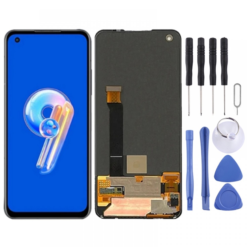 Super AMOLED LCD ekraan Asus Zenfone 9 AI2202-1A006EU AI2202 jaoks koos digiteerija täieliku komplektiga (must)