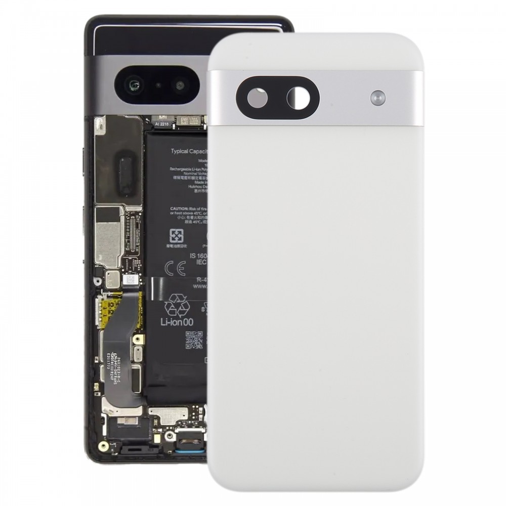 Google Pixel 8a-ის ორიგინალური ბატარეის უკანა ყდა კამერის ლინზის საფარით (ვერცხლისფერი)