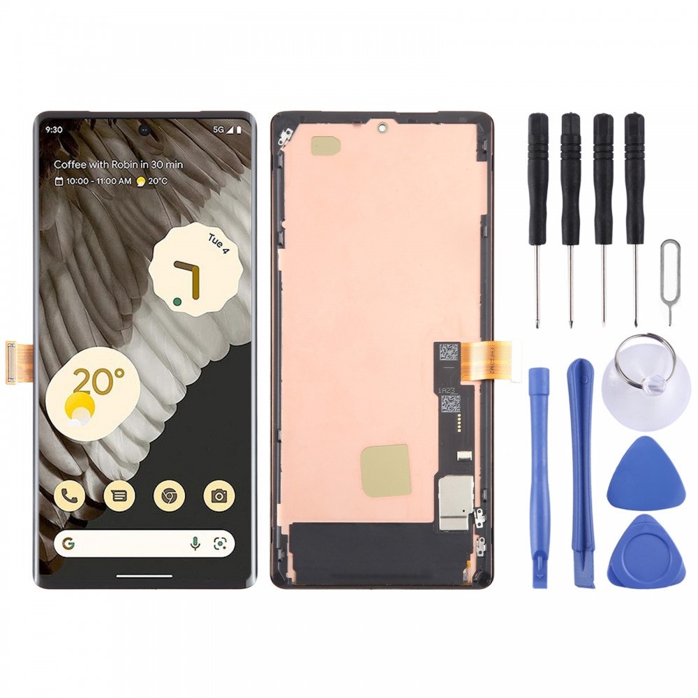 Google Pixel 7 Pro GP4BC GE2AE OLED LCD -näytön digitoijalle koko kokoonpano kehyksellä