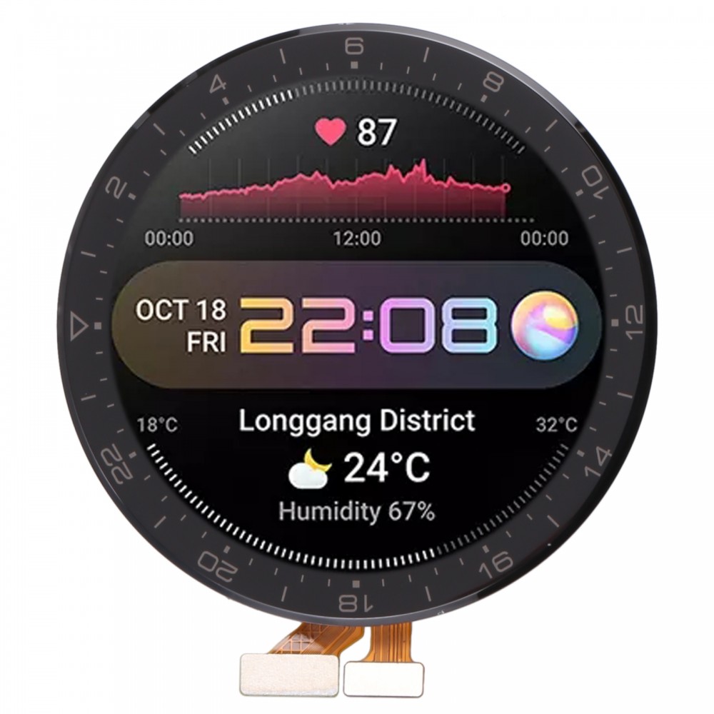 Eredeti LCD-képernyő és digitalizáló teljes összeállítás a Huawei Watch 3 Pro-hoz