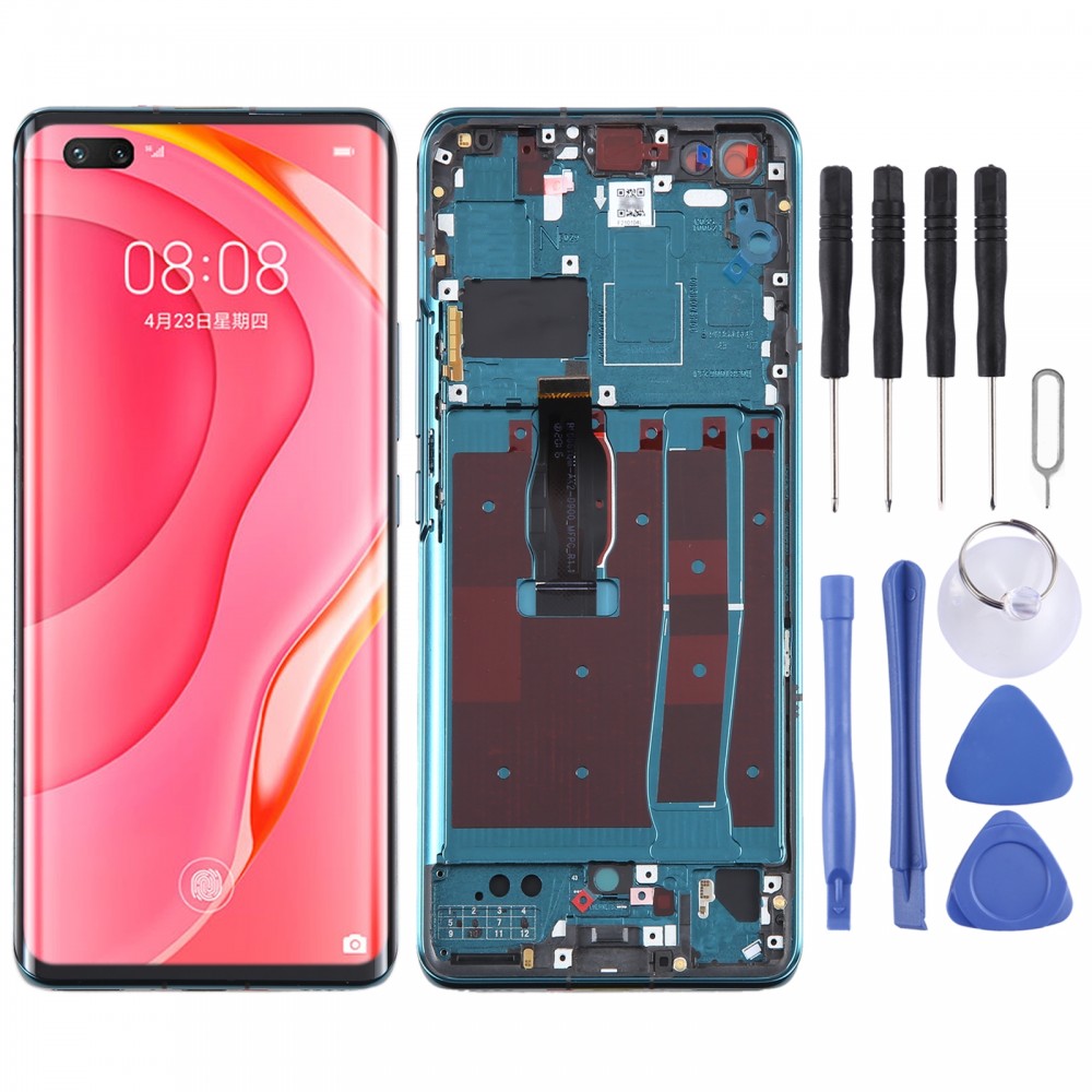 Huawei Nova 7 Pro 5G用のフレーム付きオリジナルLCDスクリーンとデジタイザーの完全なアセンブリ(グリーン)