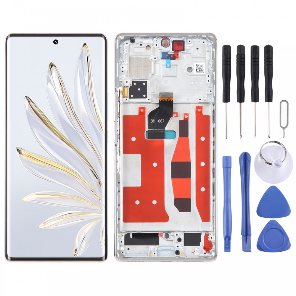 Schermo LCD originale per Honor 70 Digitizer assemblaggio completo con cornice (oro)