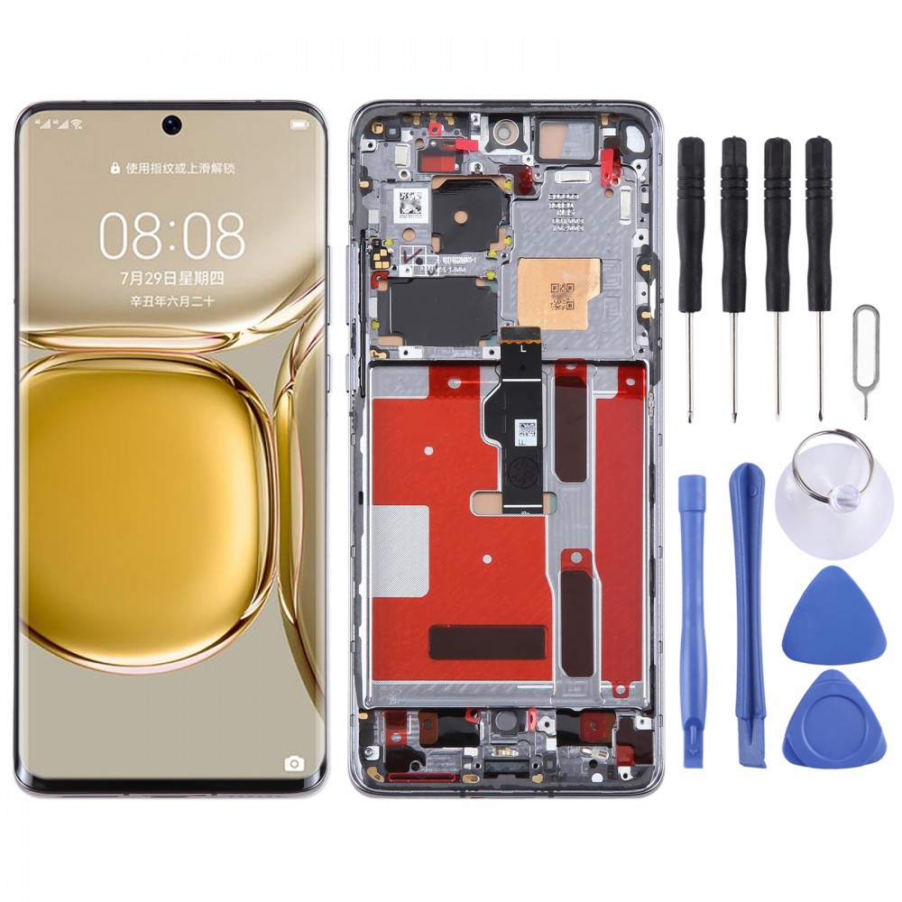 Oryginalny ekran LCD do pełnego zestawu Digitizer Huawei P50 Pro z ramką (czarny)