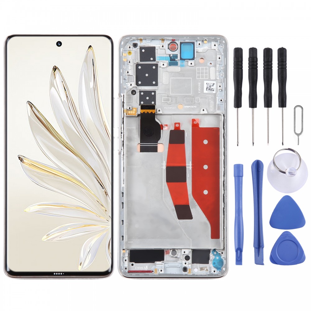 Honor 70 Pro デジタイザー用オリジナル LCD スクリーン フレーム付きフルアセンブリ (ゴールド)