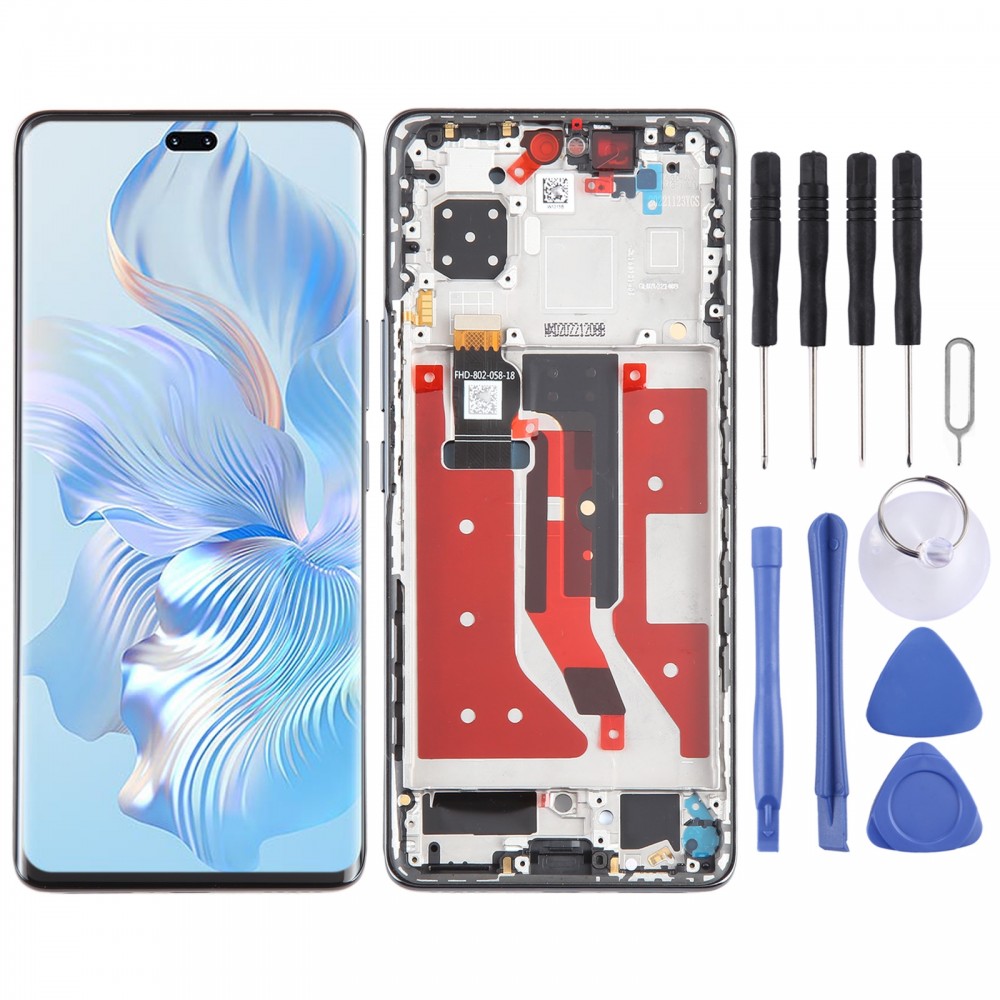 Für Honor 80 Pro Original LCD-Bildschirm-Digitalisierer, komplette Montage mit Rahmen (schwarz)