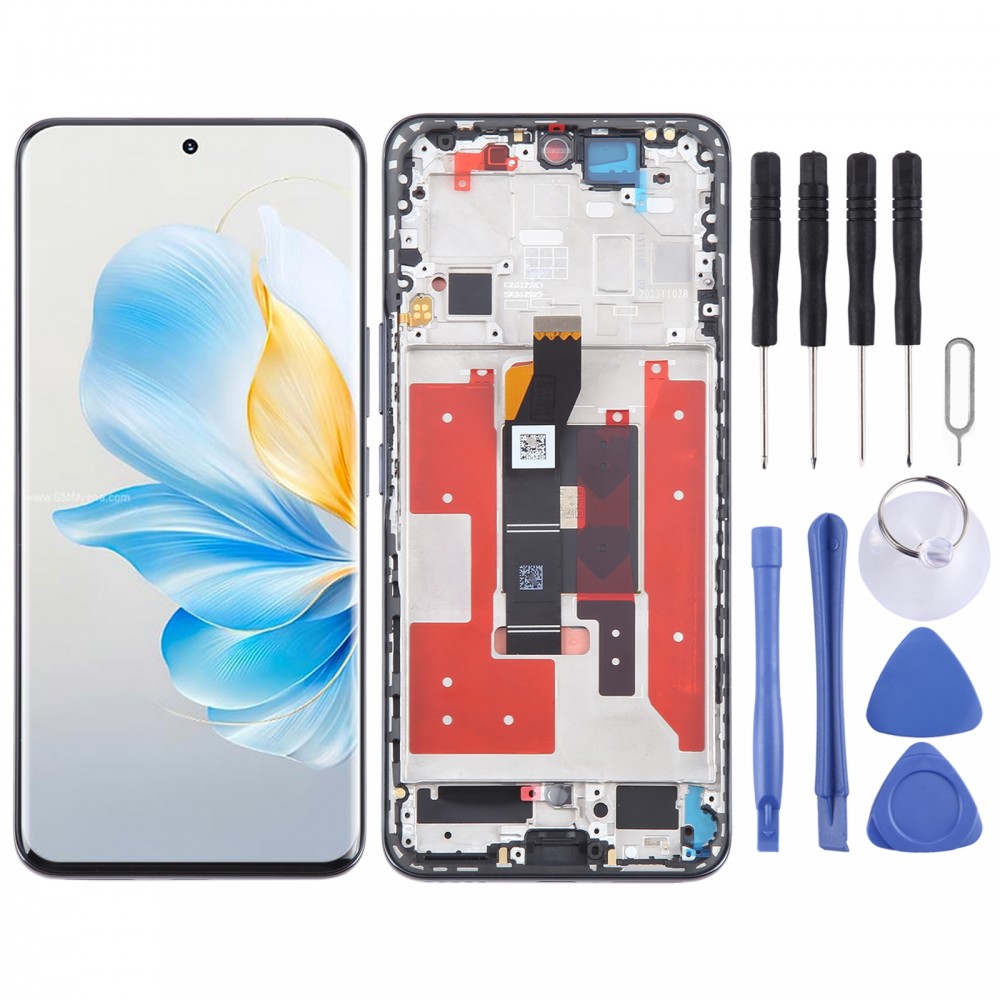 עבור Honor 100 מסך LCD Digitizer מקורי הרכבה מלאה עם מסגרת (שחור)