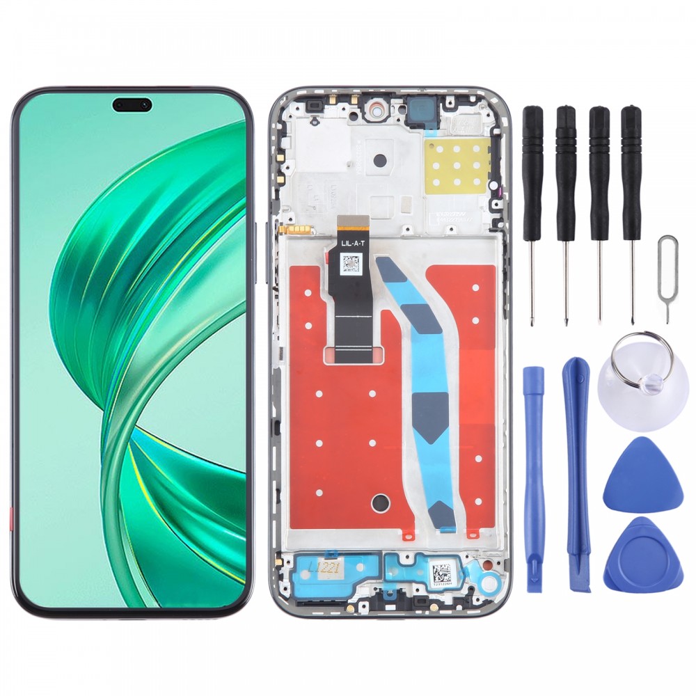 Für Honor X8b Original LCD-Bildschirm-Digitalisierer, komplette Montage mit Rahmen (schwarz)