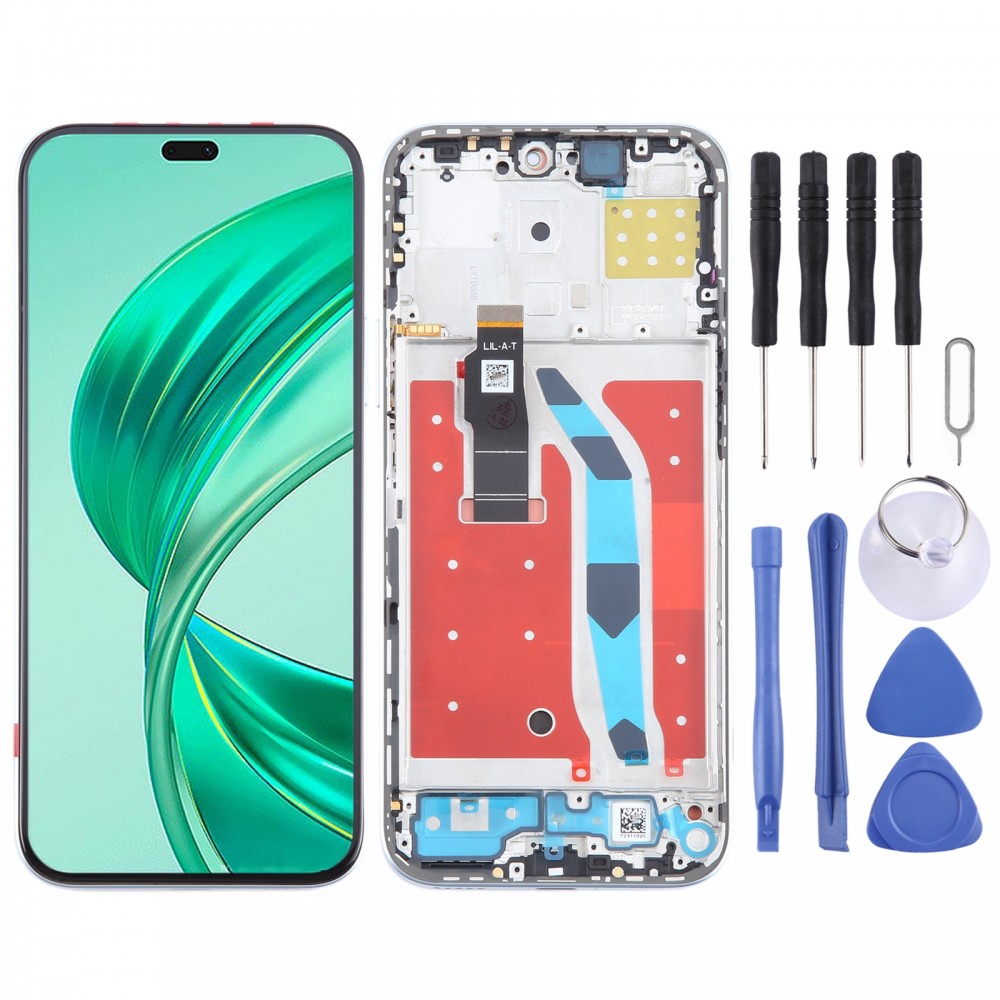Kompletní sestava digitálního digitizéru LCD s rámečkem (stříbrná) pro Honor X8b