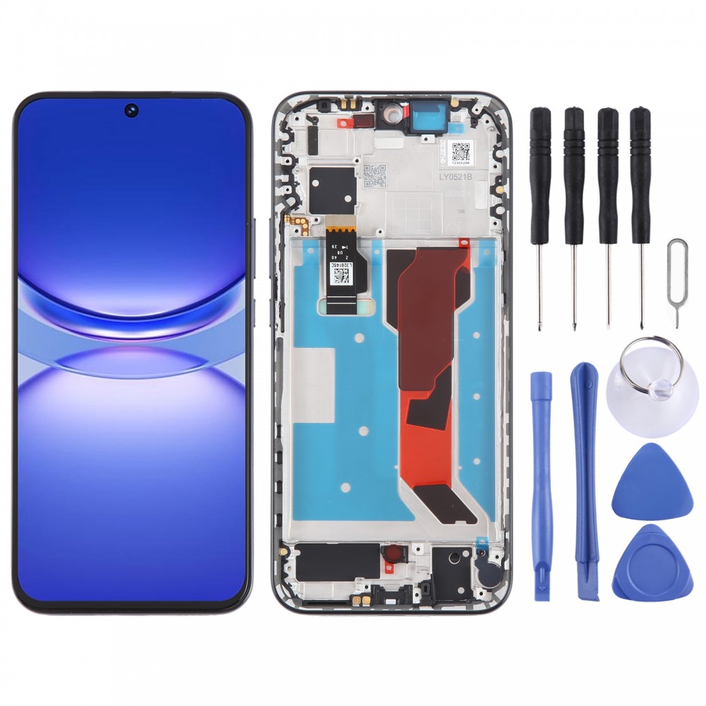 Huawei nova 12 Lite eredeti LCD-képernyős digitalizálóhoz, teljes összeszerelés kerettel (fekete)