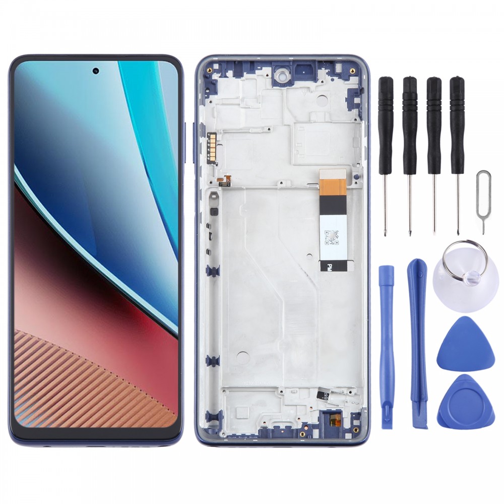 Pro Motorola Moto G Stylus 2023 4G OEM digitizér LCD obrazovky Celá sestava s rámem (modrá)