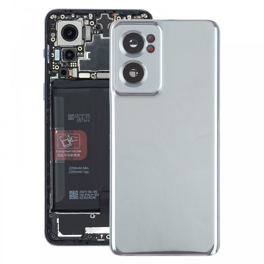 För OnePlus Nord CE 2 5G Original batteribaksida med kameralinsskydd (silver)