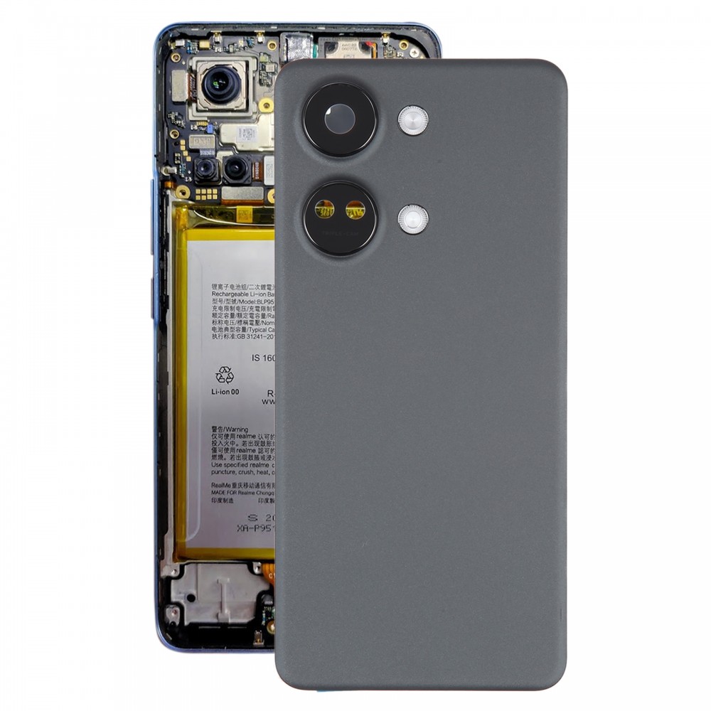 Pour OnePlus Ace 2V Couvercle arrière de la batterie d'origine avec couvercle d'objectif d'appareil photo (noir)