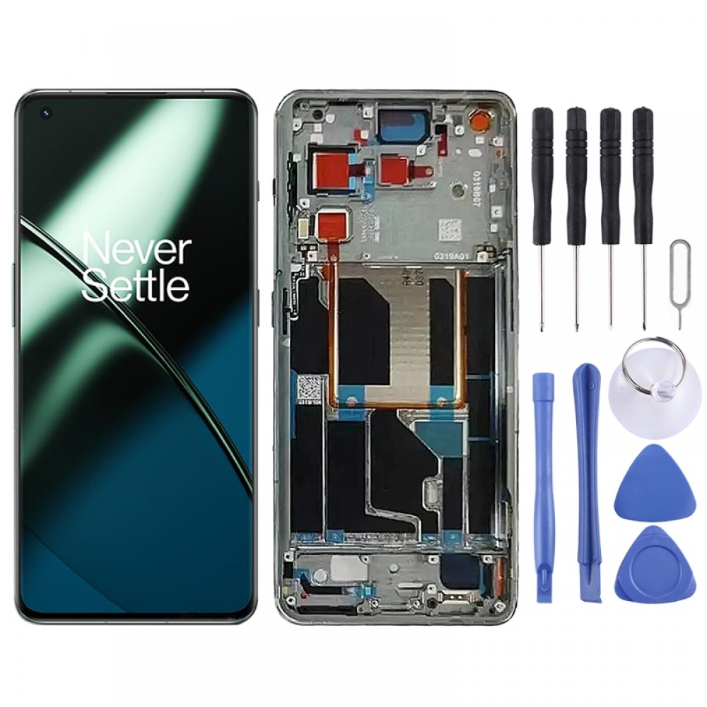 Para OnePlus 11 PHB110 CPH2449 CPH2447 Digitalizador de pantalla LCD AMOLED original Montaje completo con marco (verde)