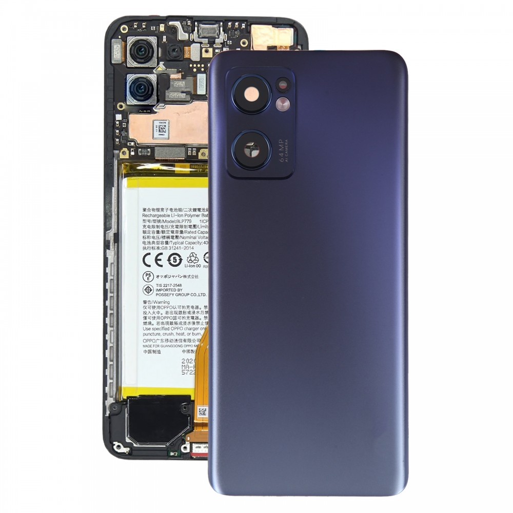 Per OPPO Reno7 5G Cover posteriore batteria originale con copriobiettivo fotocamera (nero)