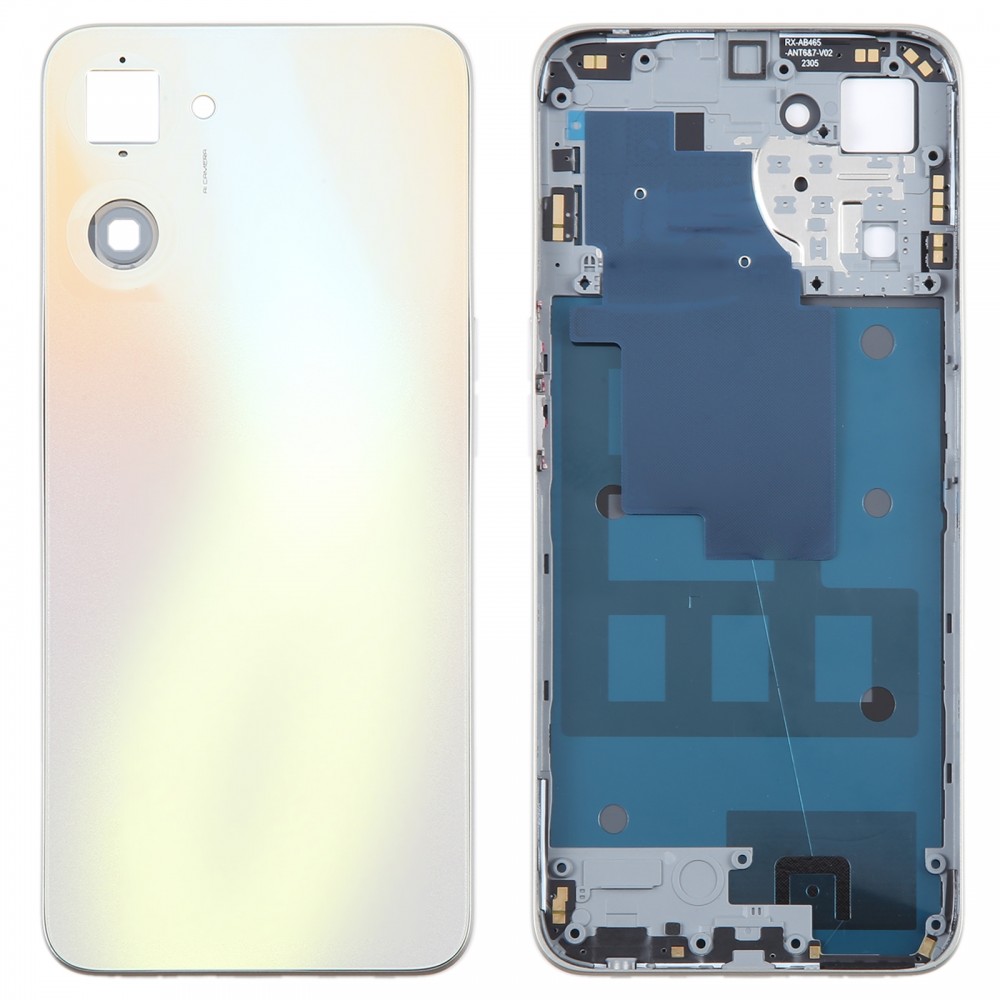 För Realme V30 Original batteribaksida med mittram (guld)