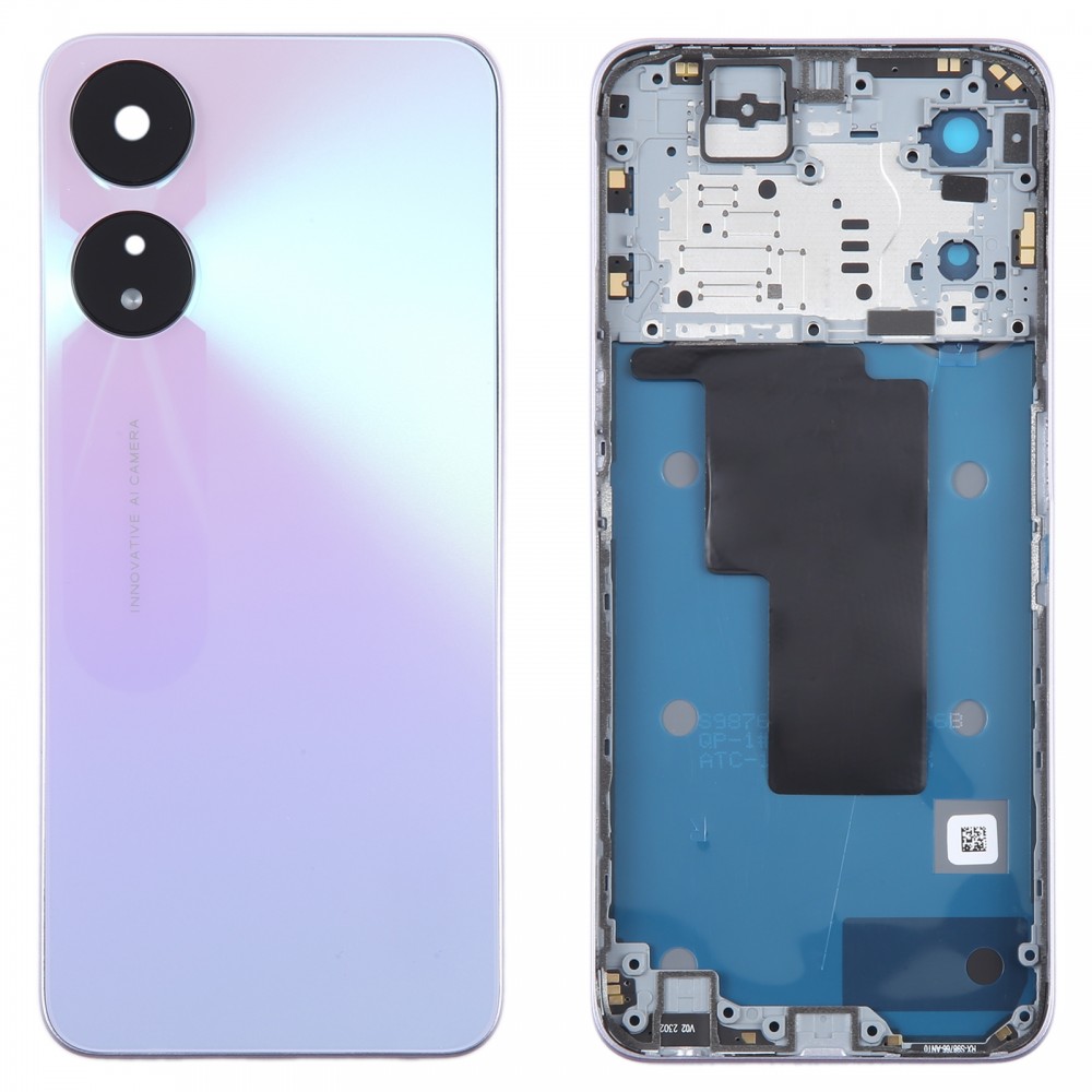 Per OPPO A58 5G Cover posteriore batteria originale con cornice centrale (viola)