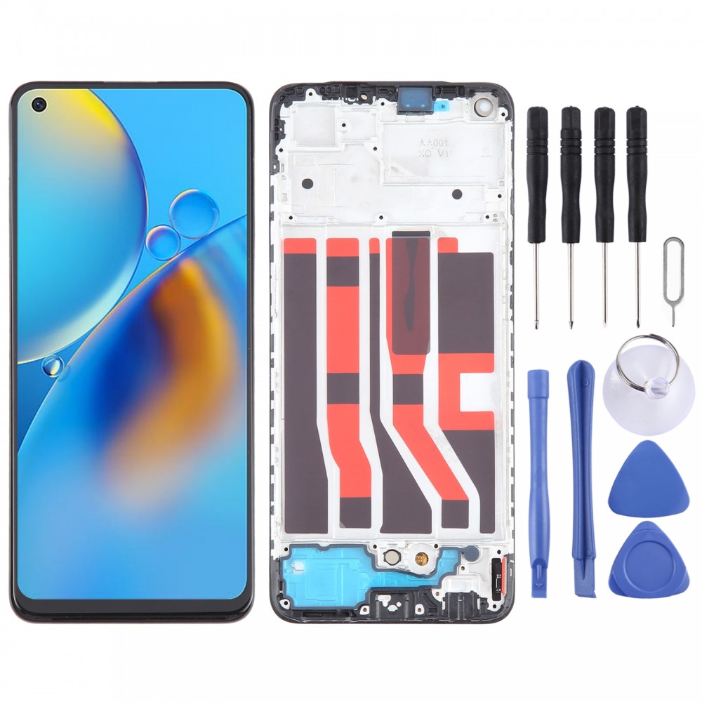 För OPPO F19 Original AMOLED LCD-skärm Digitizer full montering med ram