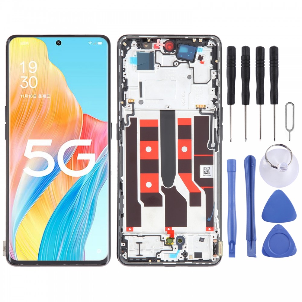 Originální LCD obrazovka pro digitizér OPPO A1 Pro plná sestava s rámečkem (černá)