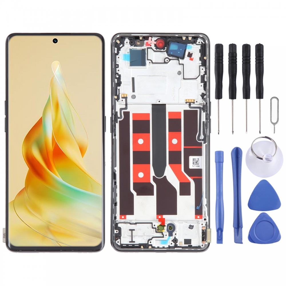 Schermo LCD originale per OPPO Reno8 T 5G Digitizer assemblaggio completo con cornice (nero)